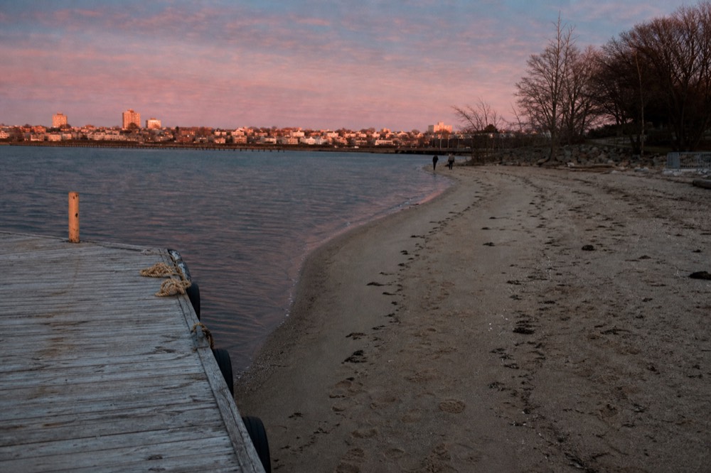 Sunset colors over Boston Harbor