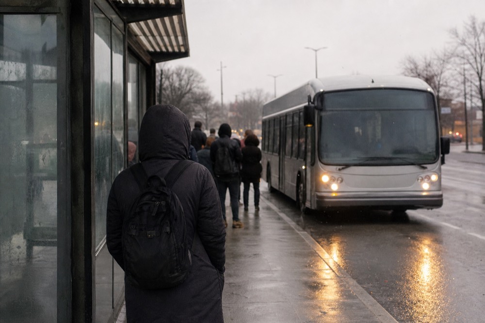 A Silver Line bus arriving at a modern Seaport transit station in Boston